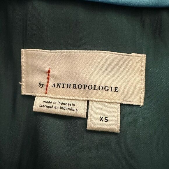 New! By Anthropologie Green Iridescent Button Down Top Sz XS - Picture 5 of 6